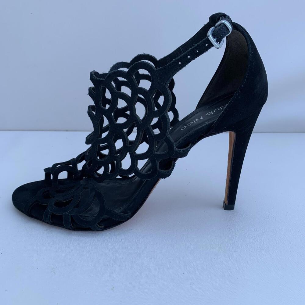 Klub Nico Black Lace Up Open Toe Sandals Womens Size 8 M
